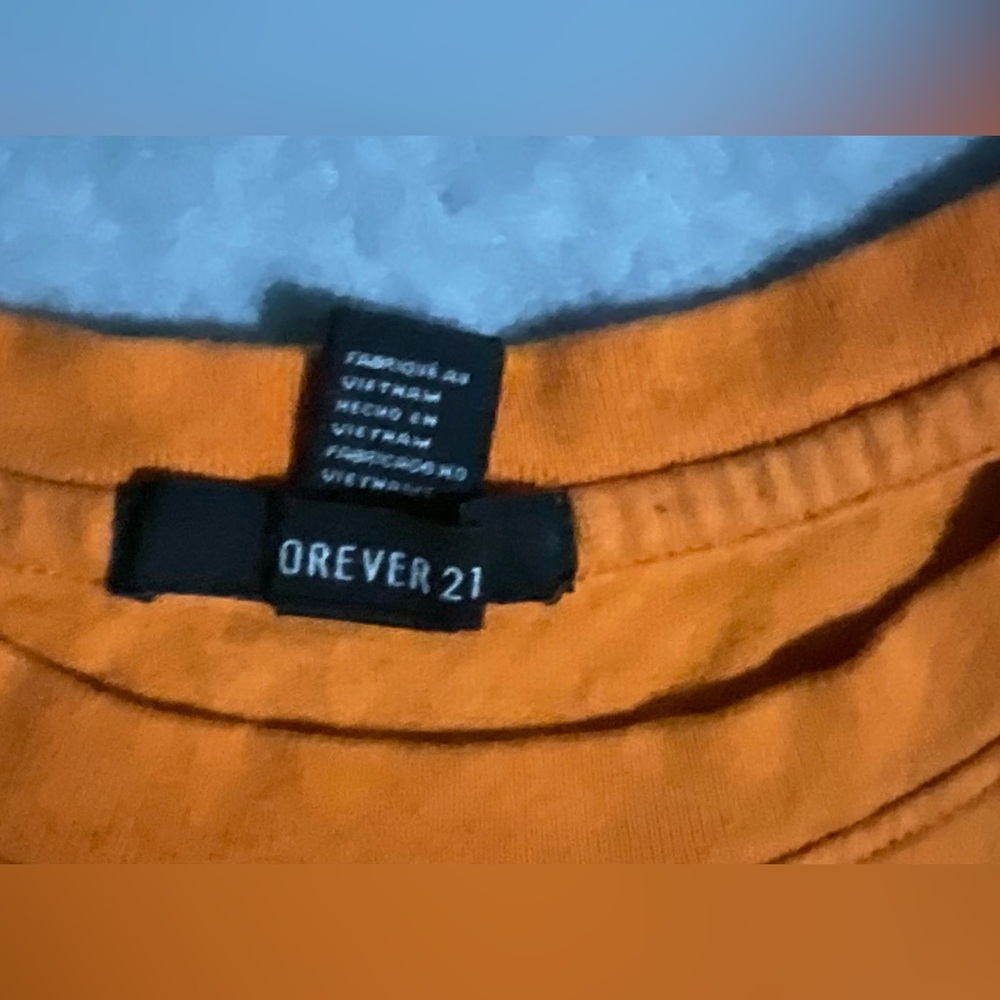 Forever 21 No Drama 3D PVC Patch Orange Crop Top L Embossed Graphic Streetwear - Picture 5 of 5
